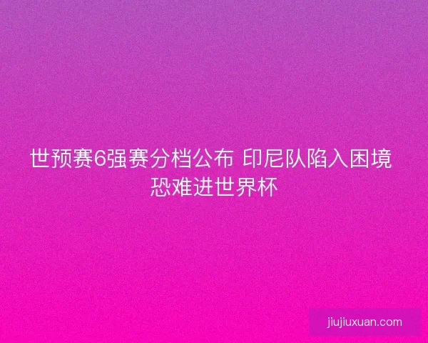 世预赛6强赛分档公布 印尼队陷入困境 恐难进世界杯